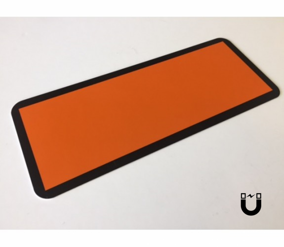 Orange fareskilt - magnetplade 12 × 30 cm