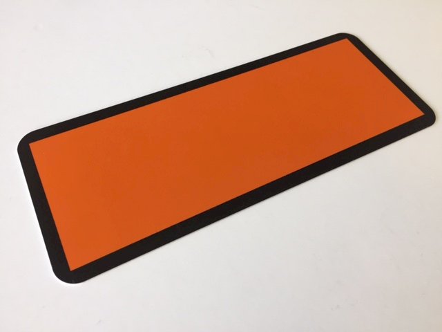 Orange fareskilt - aluplade 12 × 30 cm