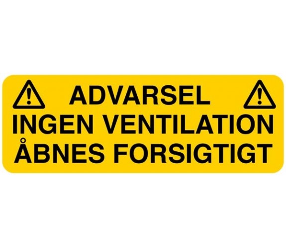 Advarsel - Ingen ventilation